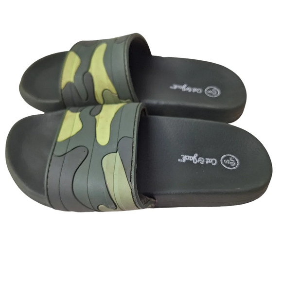 Cat & Jack Sz 13/1 Small Boys Green Camo Nikko Slip-On Slides - Picture 1 of 12